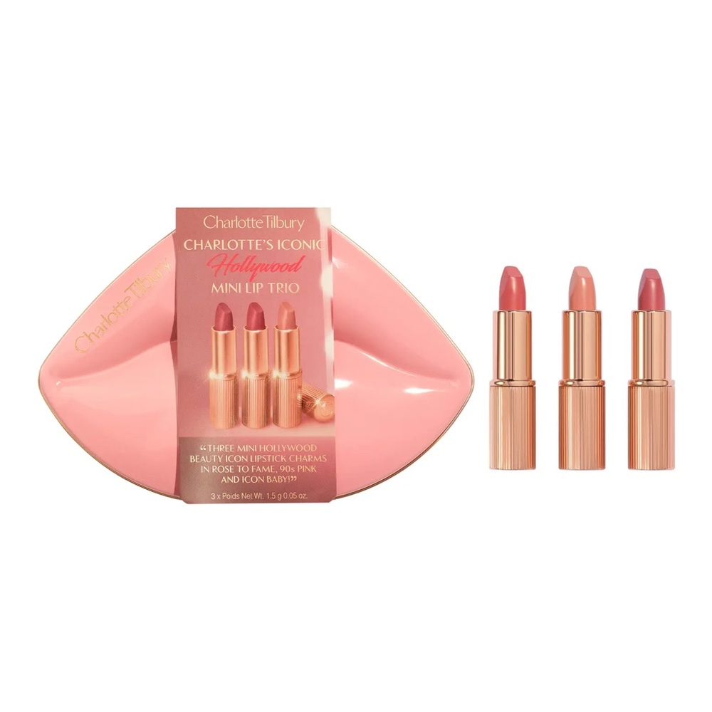 Charlotte Tilbury Iconic Hollywood Mini Lip Trio in Tin -  $54 Value - Brand New